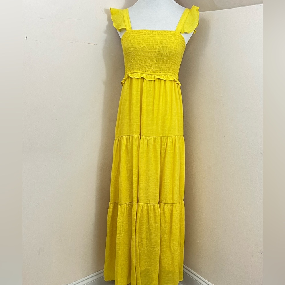 Nanette Lepore Sunny Yellow Smocked Maxi Dress